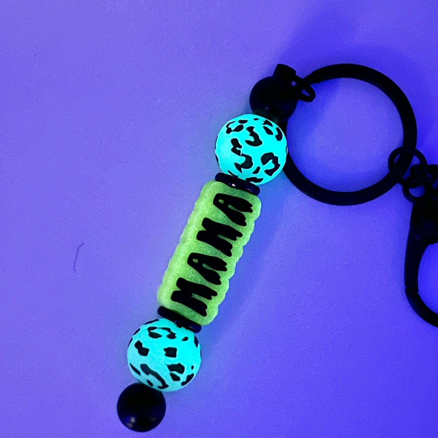 GLOW Leopard MAMA Black Keychain Bar